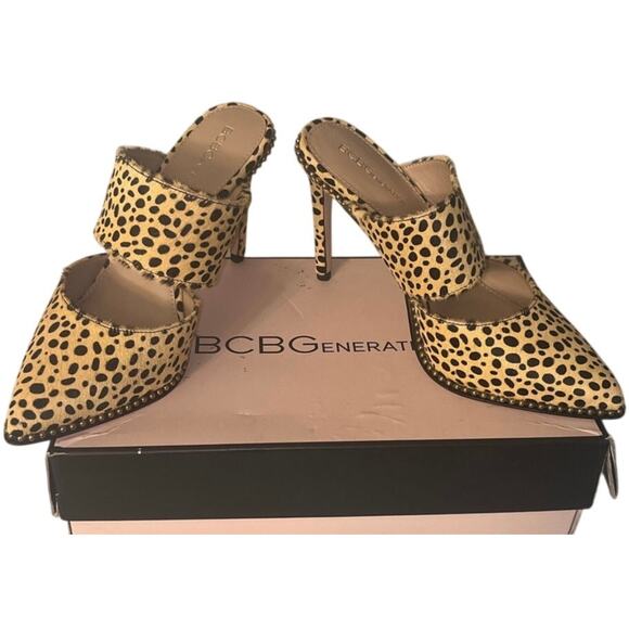 BCBGeneration Heel Harlina Mule Pump Cow Fur Cheetah Print Slip On Size: 7.5 - Picture 1 of 16